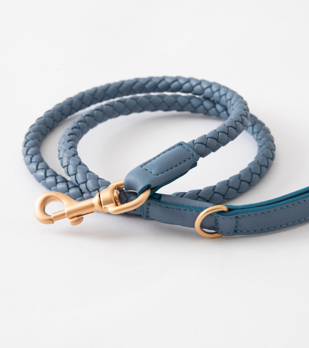 Real Nappa Leather Leash - Dusty blue