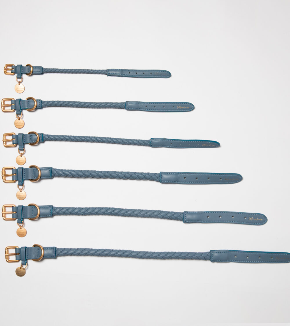 Real Nappa Leather Collar - Dusty blue - Image 4