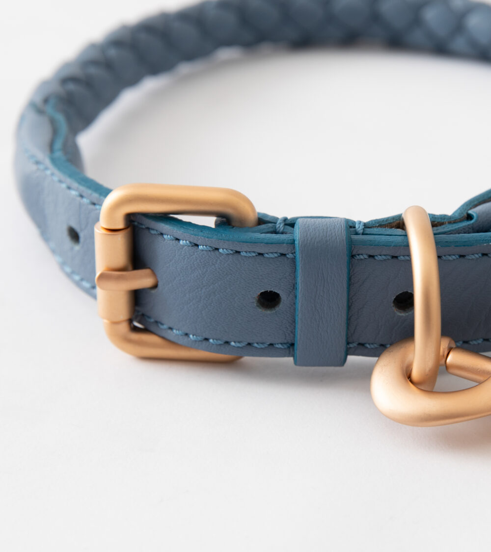 Real Nappa Leather Collar - Dusty blue - Image 2