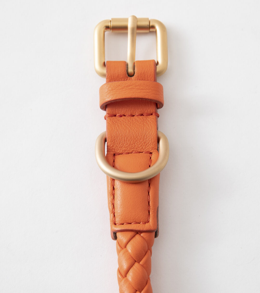 Real Nappa Leather Collar - Tangerine orange - Image 2