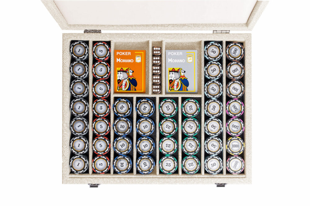 Poker set 440 chips Shagreen Beige - Image 2